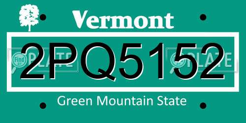 2PQ5152 Vermont License Plate