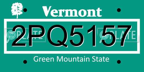 2PQ5157 Vermont License Plate