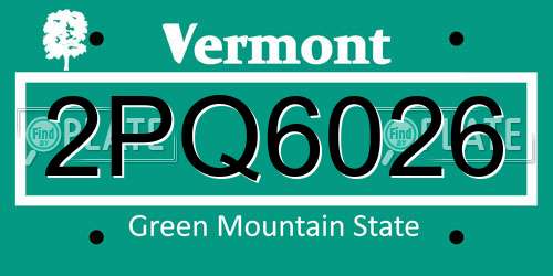 2PQ6026 Vermont License Plate
