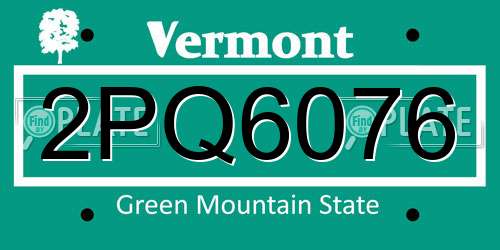 2PQ6076 Vermont License Plate
