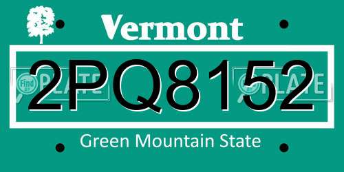 2PQ8152 Vermont License Plate