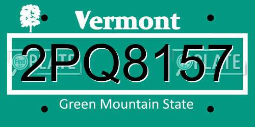 2PQ8157 Vermont License Plate