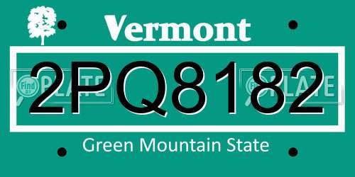 2PQ8182 Vermont License Plate
