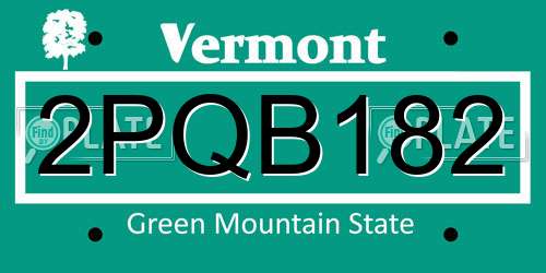 2PQB182 Vermont License Plate
