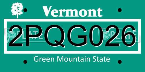 2PQG026 Vermont License Plate