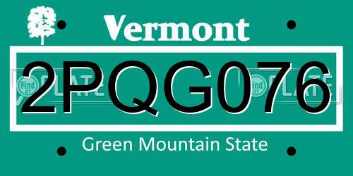 2PQG076 Vermont License Plate