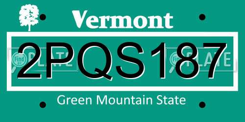 2PQS187 Vermont License Plate