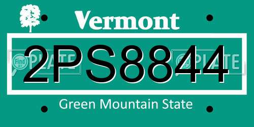 2PS8844 Vermont License Plate