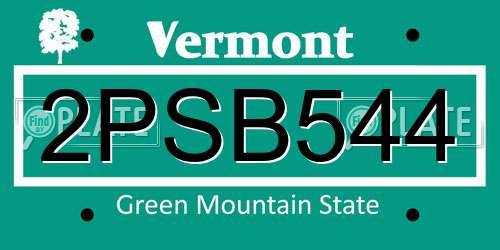 2PSB544 Vermont License Plate