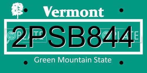 2PSB844 Vermont License Plate
