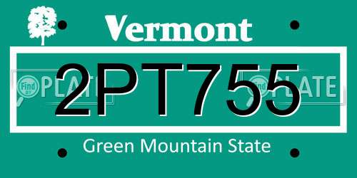 2PT755 Vermont License Plate