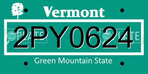 2PY0624 Vermont License Plate