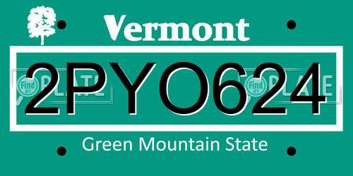 2PYO624 Vermont License Plate