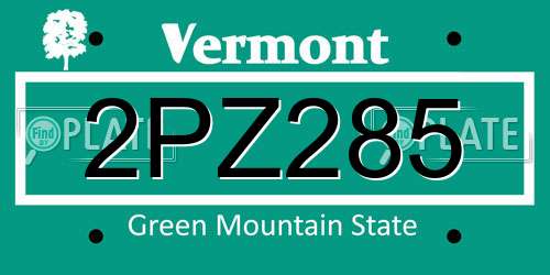 2PZ285 Vermont License Plate