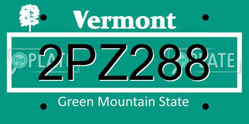 2PZ288 Vermont License Plate