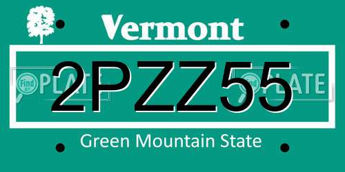 2PZZ55 Vermont License Plate