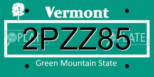 2PZZ85 Vermont License Plate