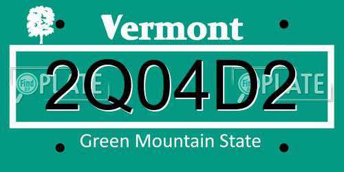 2Q04D2 Vermont License Plate