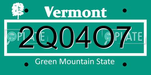 2Q04O7 Vermont License Plate