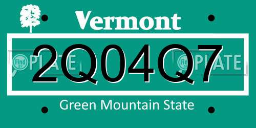 2Q04Q7 Vermont License Plate