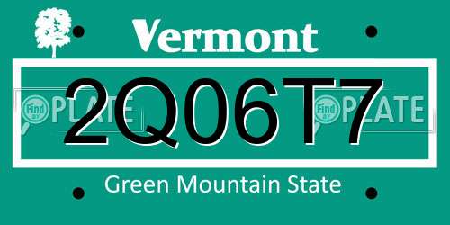 2Q06T7 Vermont License Plate