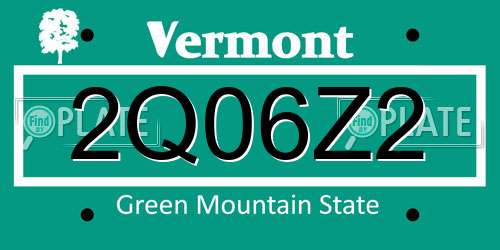 2Q06Z2 Vermont License Plate