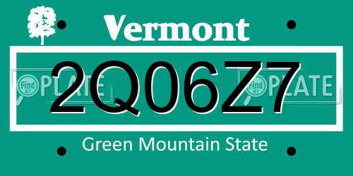 2Q06Z7 Vermont License Plate