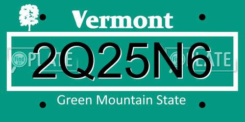 2Q25N6 Vermont License Plate