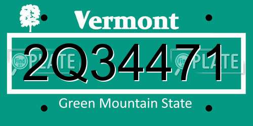 2Q34471 Vermont License Plate