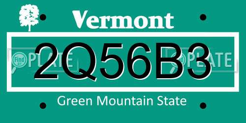2Q56B3 Vermont License Plate