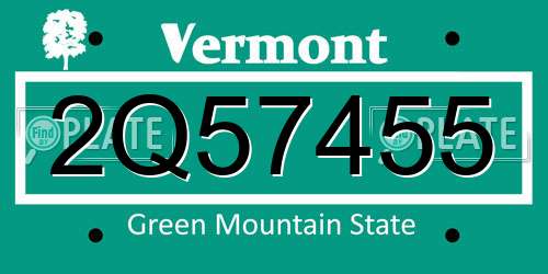 2Q57455 Vermont License Plate