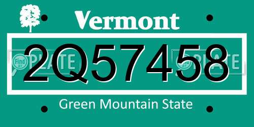2Q57458 Vermont License Plate