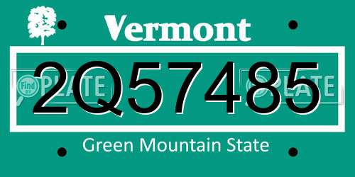 2Q57485 Vermont License Plate