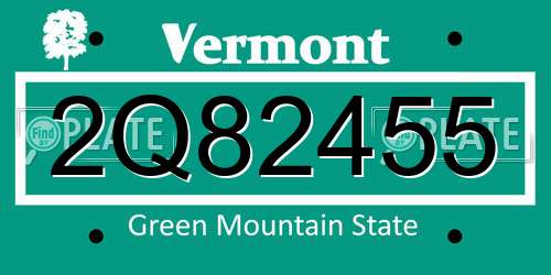 2Q82455 Vermont License Plate