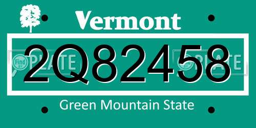 2Q82458 Vermont License Plate