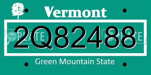 2Q82488 Vermont License Plate
