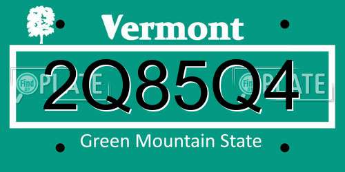 2Q85Q4 Vermont License Plate