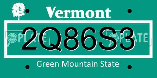 2Q86S3 Vermont License Plate