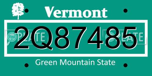 2Q87485 Vermont License Plate