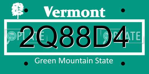 2Q88D4 Vermont License Plate