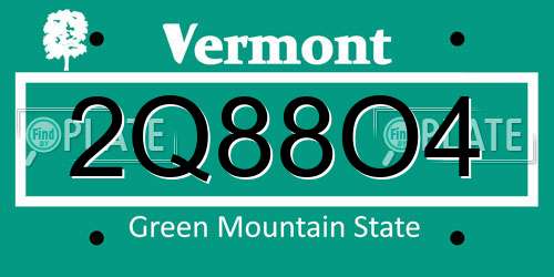 2Q88O4 Vermont License Plate
