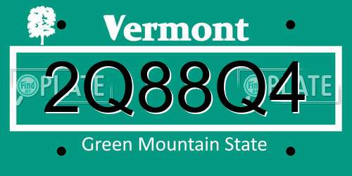 2Q88Q4 Vermont License Plate