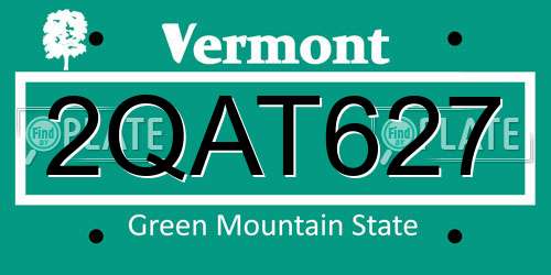 2QAT627 Vermont License Plate