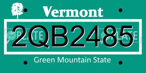 2QB2485 Vermont License Plate
