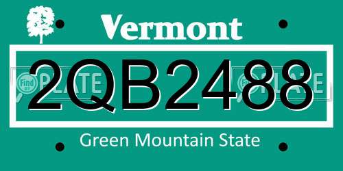 2QB2488 Vermont License Plate