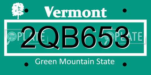 2QB653 Vermont License Plate