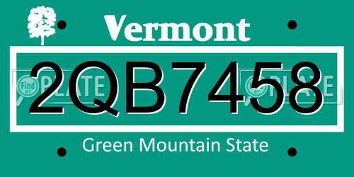 2QB7458 Vermont License Plate