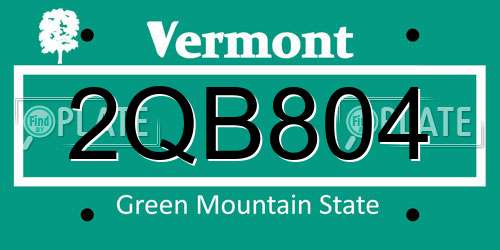 2QB804 Vermont License Plate