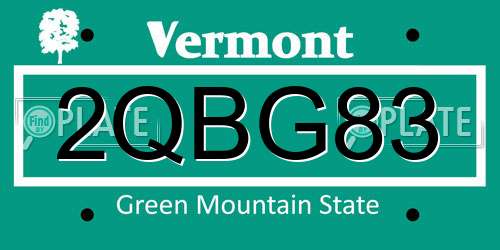 2QBG83 Vermont License Plate