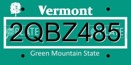 2QBZ485 Vermont License Plate